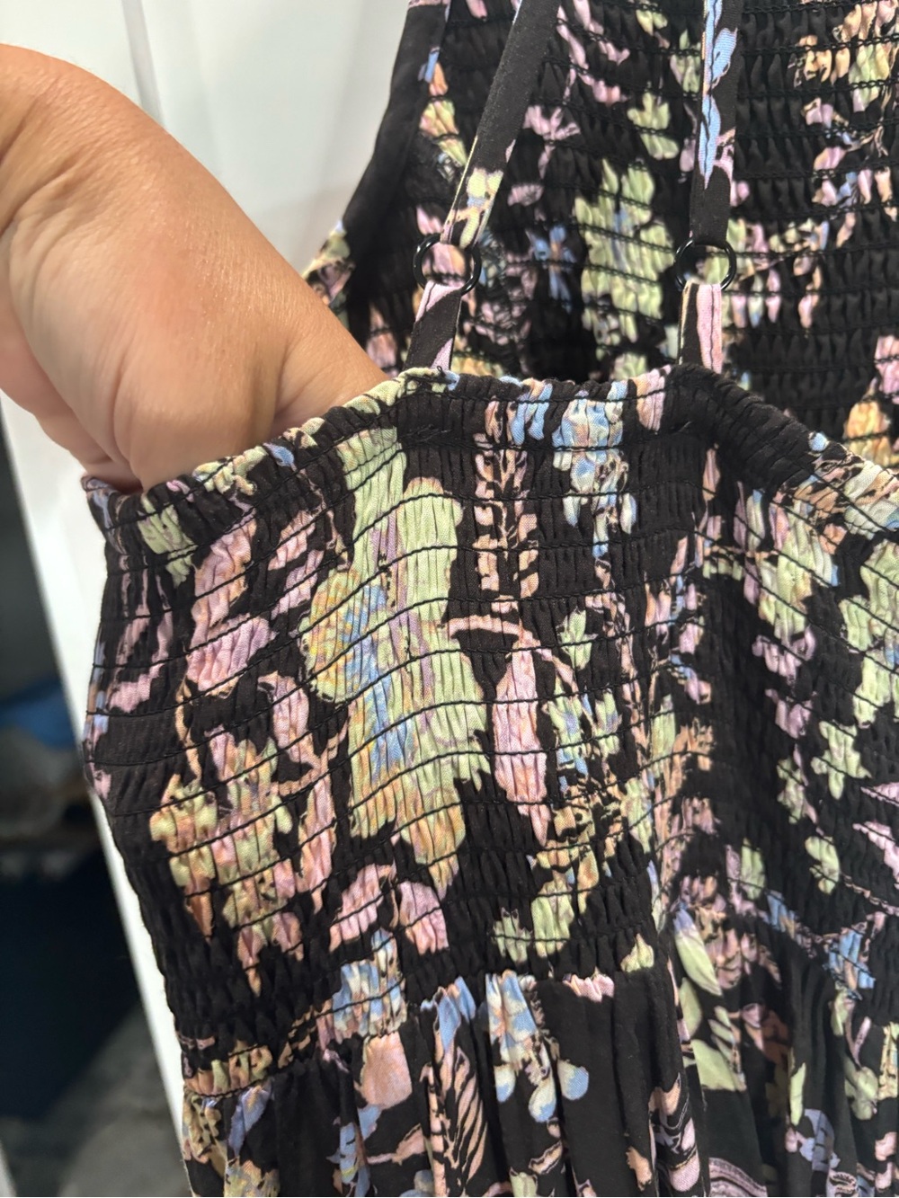 Free People Black Maxi Dress with Pastel Floral Pattern - Picture 3 of 9